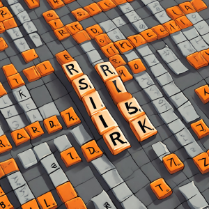 Partita a scarabeo con in rilievo la parola "risk".